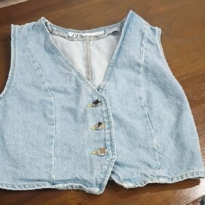 Zara Light Blue Denim Vest
